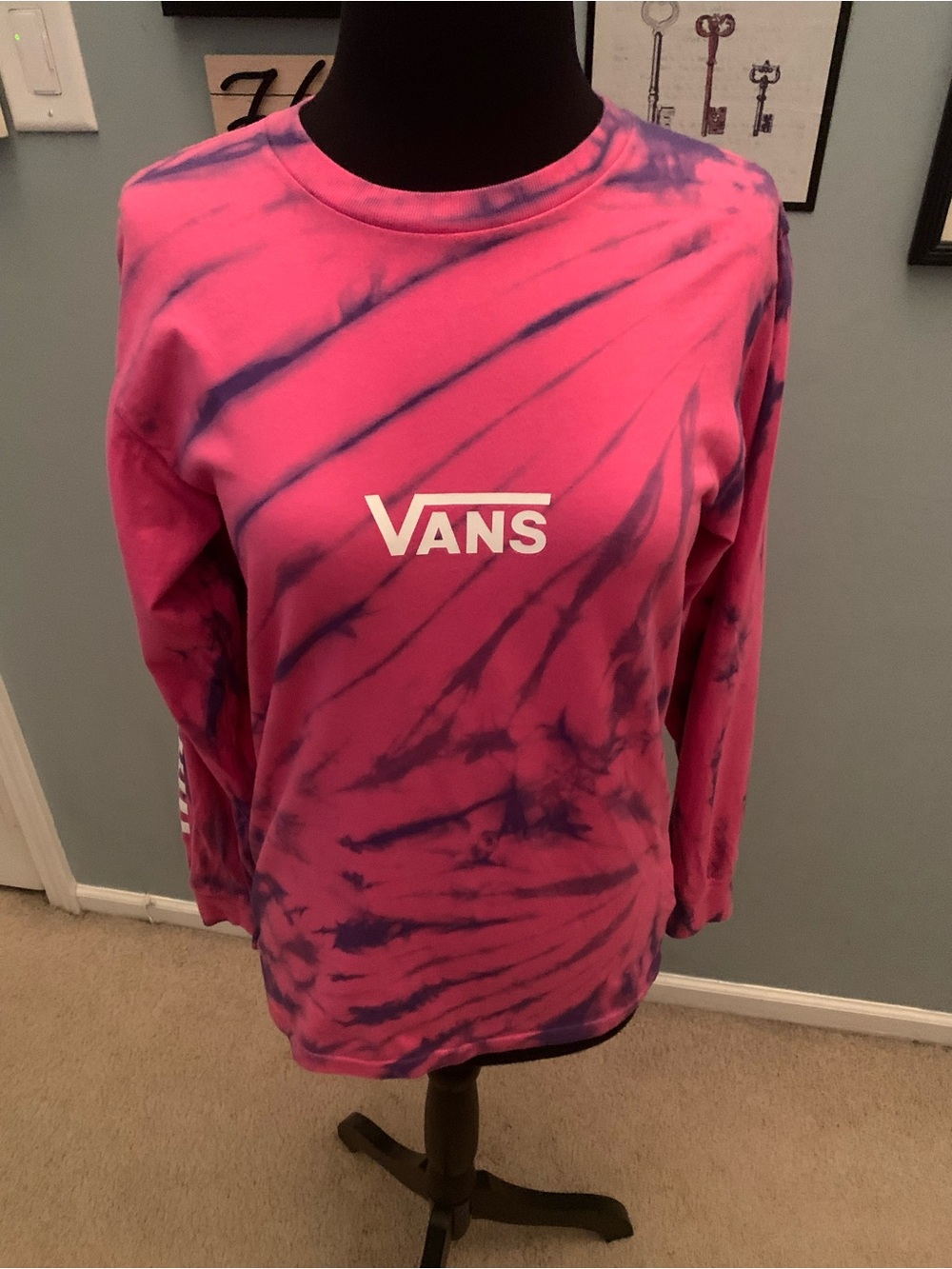 Vans Unisex Pink & Purple Tie-Dye Long Sleeve Tee